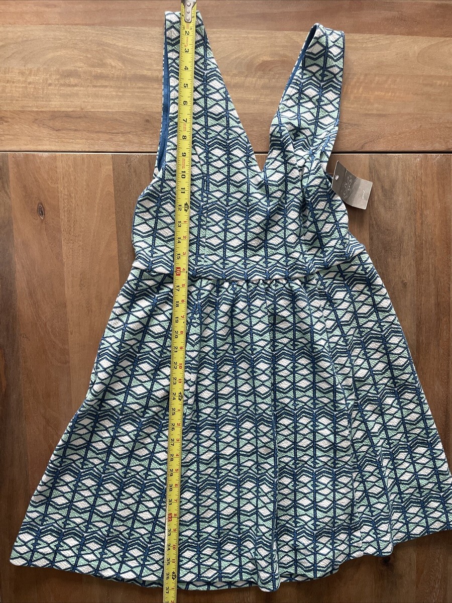 NWT Maeve Anthropologie Abstract Shift Mini Dress Womens 14 Pockets Back  Cutout