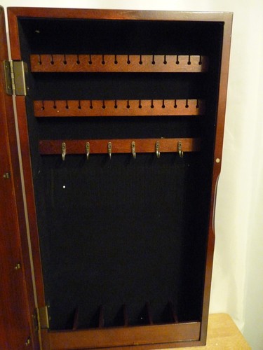 Photo Display Wall-Mount Cherry Jewelry Armoire - Picture 3 of 6