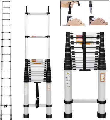 Telescoping Ladder Aluminum Extension Ladder with Roof Hooks 20FT Portable Teles