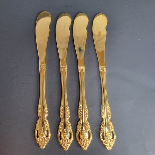 4 pz Oneida Community Golden Brahms diffusore burro manico piatto elettropiastra oro - Foto 6 di 13