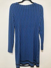 Michael Michael Kors Blue And Black Print Long Sleeve Dress Size M travel comfy