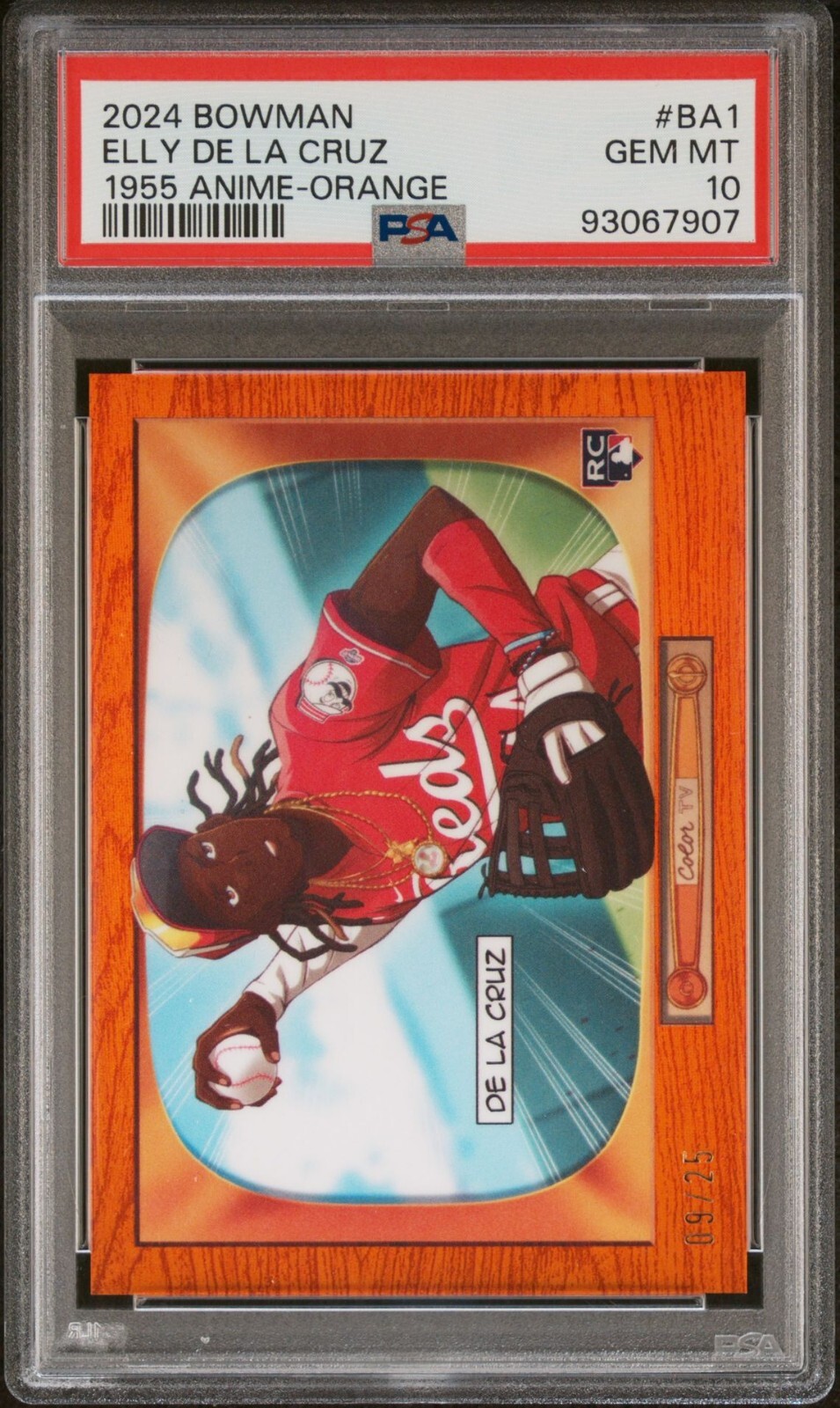 2024 Bowman '55 Bowman Anime Orange Refractor #BA-1 Elly De La Cruz /25 PSA 10