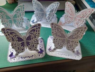 Handarbeit Karte 3D SCHMETTERLING Geburtstag, Jahrestag Mama Tochter Schwester Tante etc