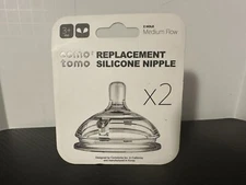 Como Tomo Silicone Replacement Bottle Nipple 2 Pack Medium Flow 2 Hole 3+ Months