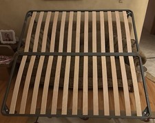 Metal Platform King Boxspring with Wood Slabs Made in Italy ALF Furniture