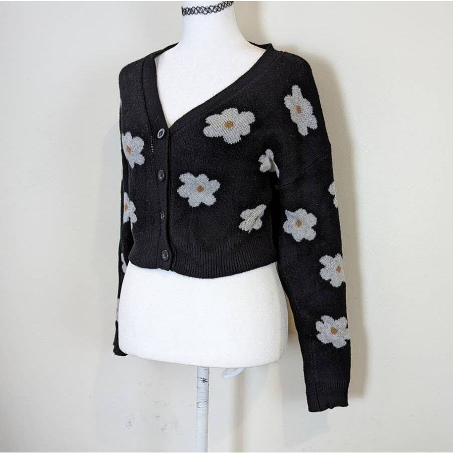 【for ★daisy★様】オーダー品 Full Tilt Cropped Cardigan Black Daisy Flowers Sweater S | eBay