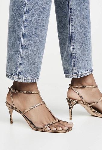 Schutz Ameena Leather Heeled Sandals BEIGE , 8,5 Animal Snake Print | eBay