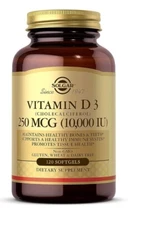 Solgar Vitamin D3 Cholecalciferol 250 mcg 10000 IU 120 Softgels