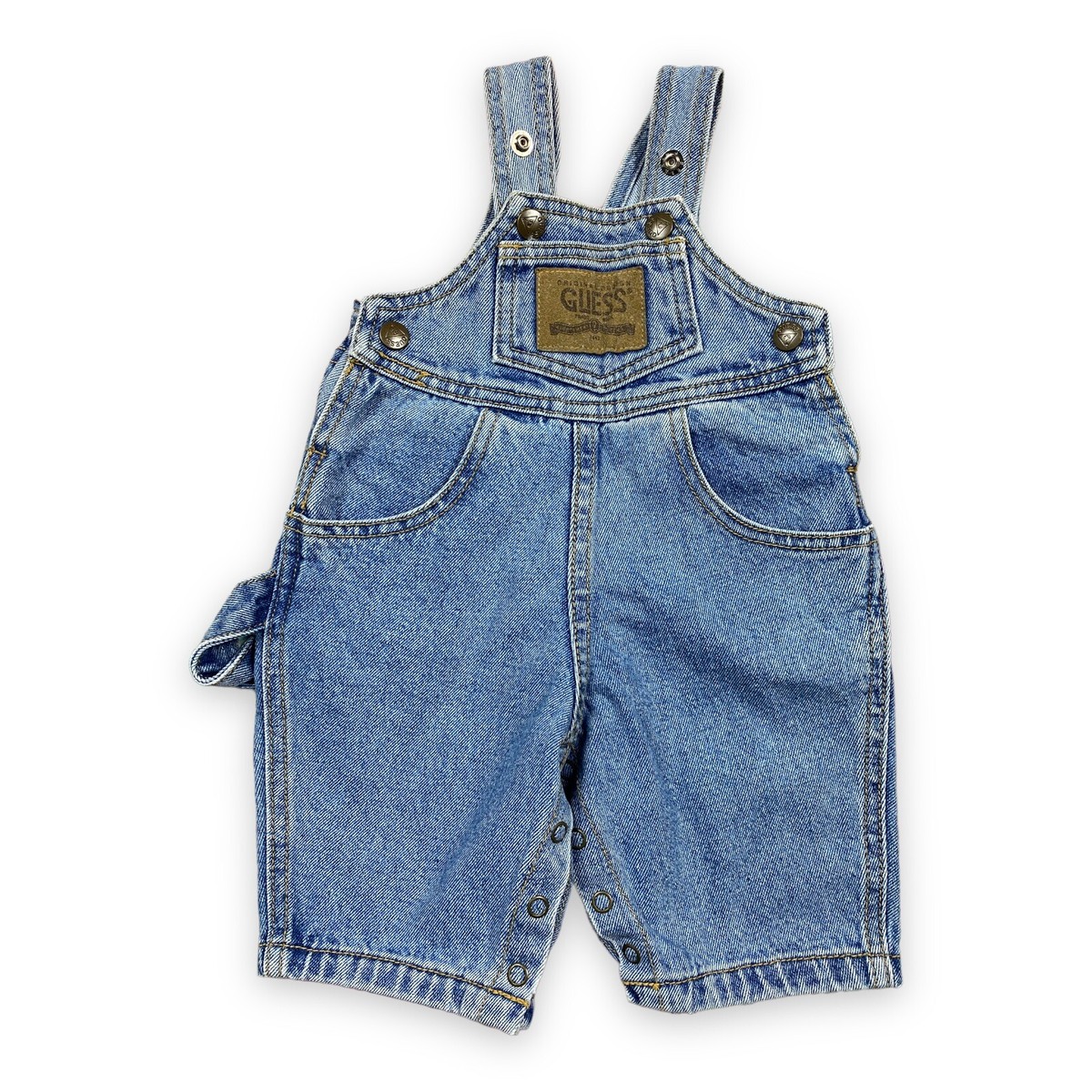 Vintage 90s Baby GUESS Medium Wash Denim Patch Pocket Overalls