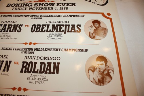Poster Thomas Hearns vs James Kinchen 1988 + Nunn-Roldan Hilton-Hines 22x28 RARO - Foto 7 di 7