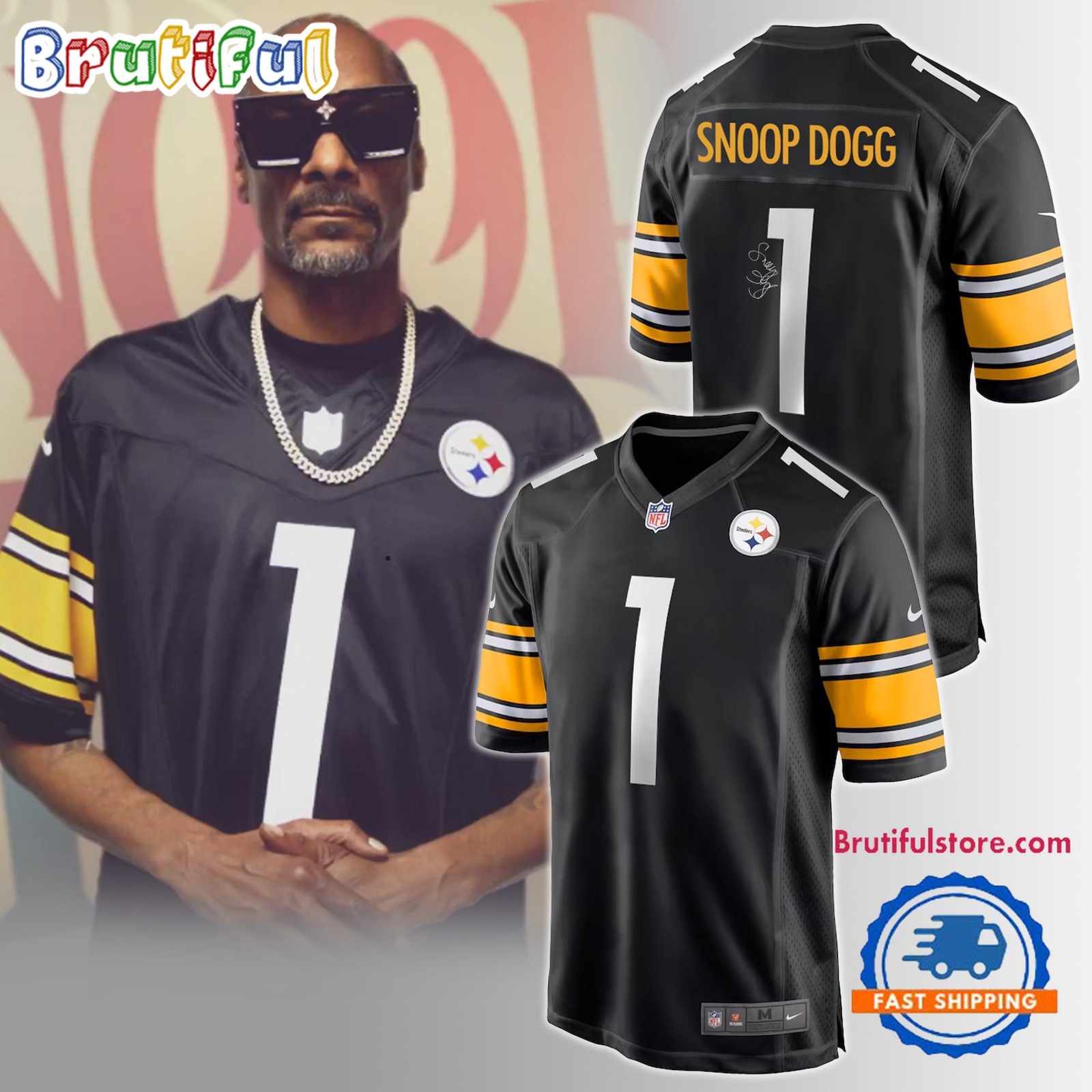 PittsburghxSteelers x SnoopxDog Signature Football Jersey Shirt