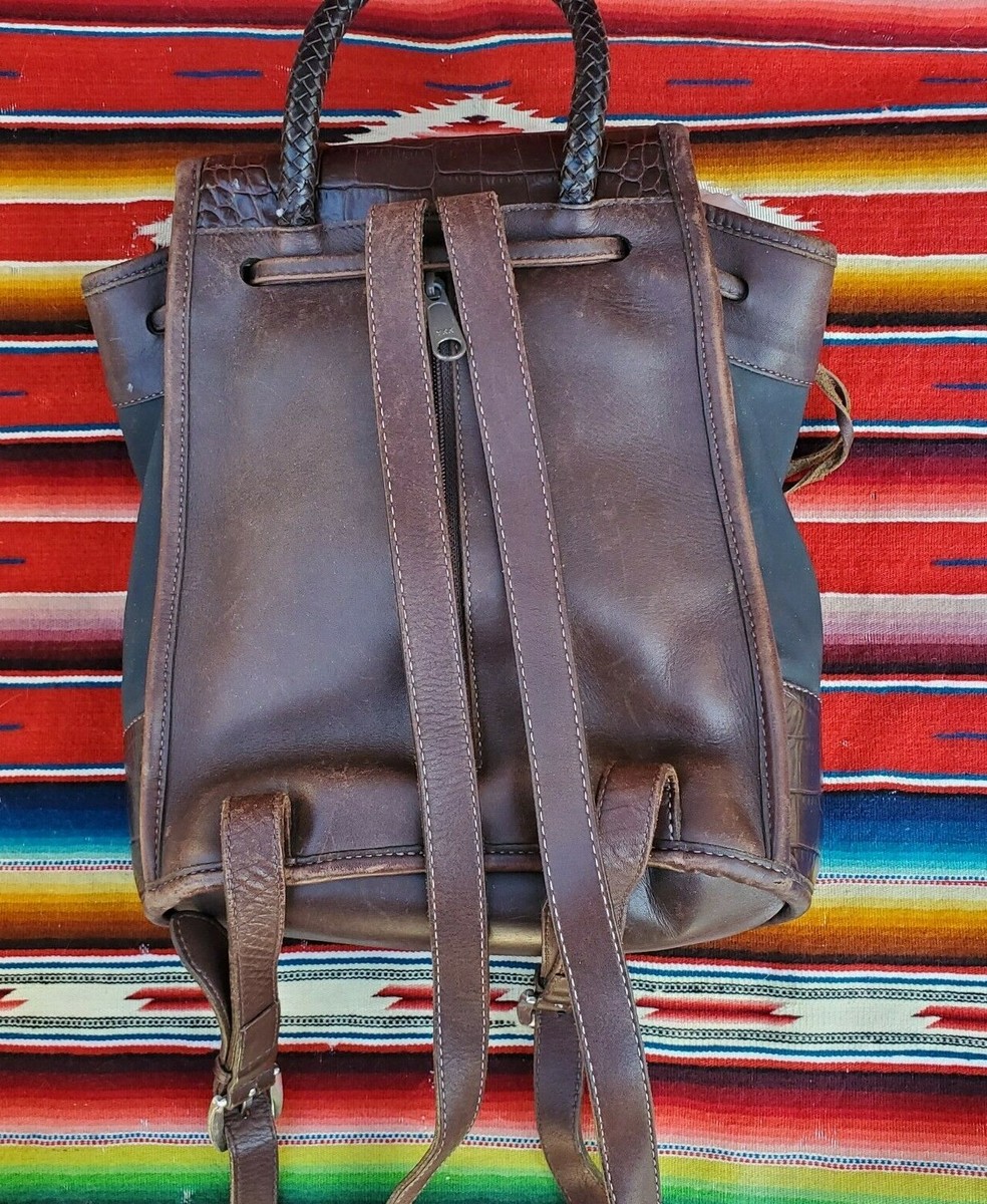 Vintage Brighton Backpack Purse Brown Crocodile Leather and  display picture 1