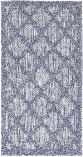 urison Easy Care Moroccan Denim Blue 2' x 4' Area-Rug Trellis Easy-Cleaning - Picture 4 of 8