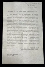 2 AMAZING WWII US Propaganda Leaflets Franklin Roosevelt Pledge Philippines  ￼