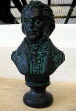 BUSTE BEETHOVEN ceramique - Hauteur 14,5 cm Noir et vert style bronze statue