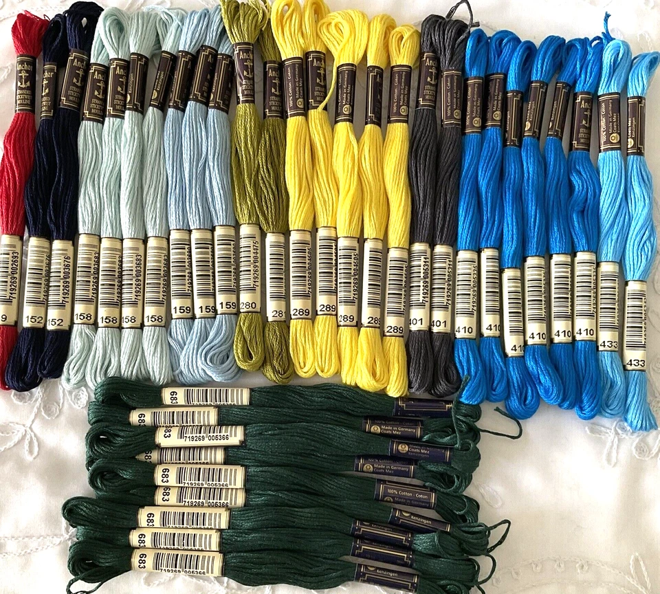 Anchor Mouline 8M Sticktwist Embroidery Floss Lot of 36 Various Mixed Colors New - Image 2 of 4