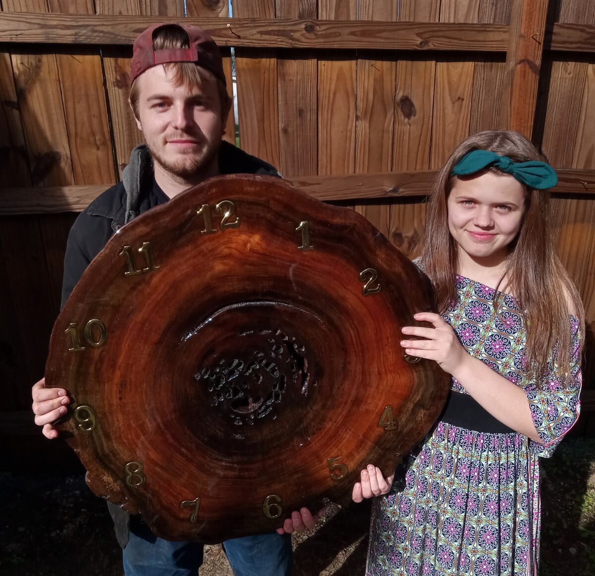 Large Wall Clock Inlay True Old Growth Ancient Sinker Cypress Wood Cookie 29"X26