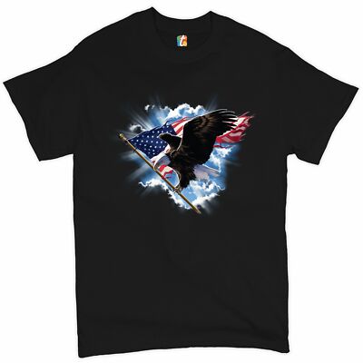 Bald Eagle Carrying the American Flag T-shirt 4th of July Patriotic Men's Tee