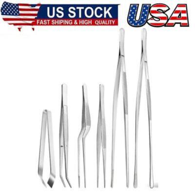 6Pcs Cooking Tweezer Tongs, 12'' and 6.3'' Stainless Steel Kitchen Tweezer Set