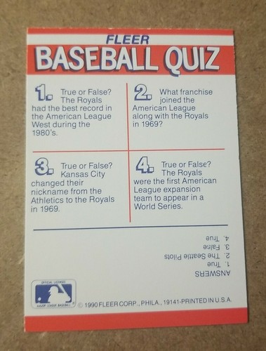 1990 Fleer Action Series Logo Sticker - Kansas City Royals - Picture 2 of 2