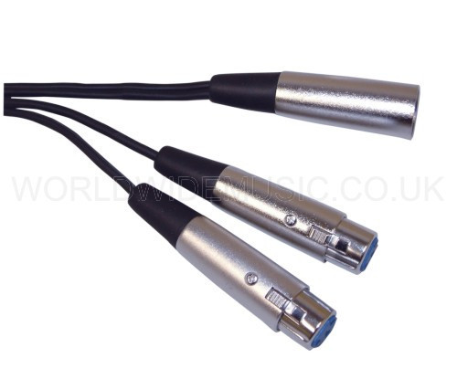 XLR MALE  PLUG - 2 XLR FEMALE SOCKETS Splitter Leads