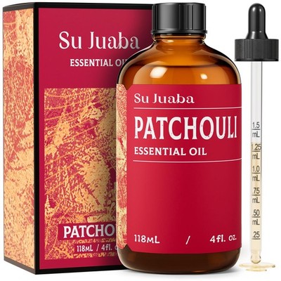SU JUABA Patchouli Essential Oil 4 Fl Oz, 100% 4 Oz (Pack of 1), Amber 