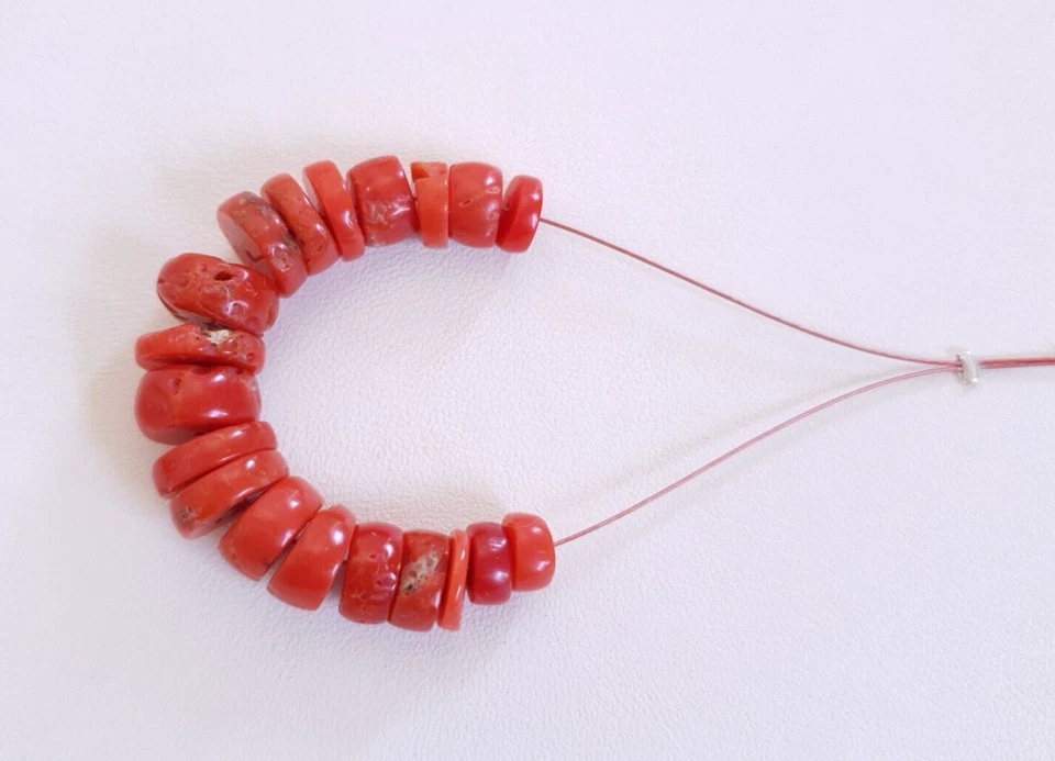 Perline sfuse fatte a mano a forma di bottone vintage naturale rosso... - Immagine 3 di 4