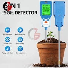 6-in-1 Digital PH Tester Sunlight Soil Moisture Meter Detector Plant Garden ℃℉