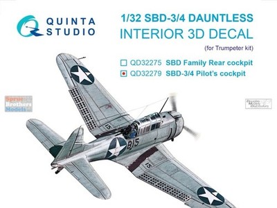 1/32 Quinta Studio 3D Interior Decal #32279 SBD-3 Dauntless Pilot Station TRP