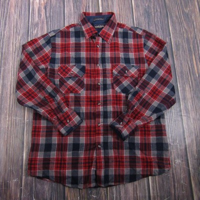 Northwest Territory Mens Large Red Plaid Flannel Button Up Shirt Lined Warm