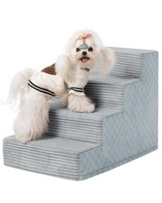 Dog Stairs for Small Dogs,17.5" H,4-Step Dog Steps for Bed and Couch with Hig...