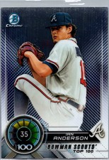 Ian Anderson #BTP-35 2018 Bowman Chrome Scouts' Top 100 Green Atlanta Braves