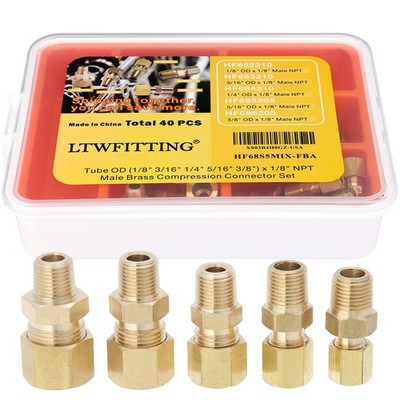 LTWFITTING Assortment Kit Tube OD (1/8'' 3/16'' 1/4'' 5/16'' 3/8'') x 1/8'' 