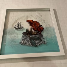 Disney The Little Mermaid Ariel Glass Wood Hanging Wall Decor 14 Square