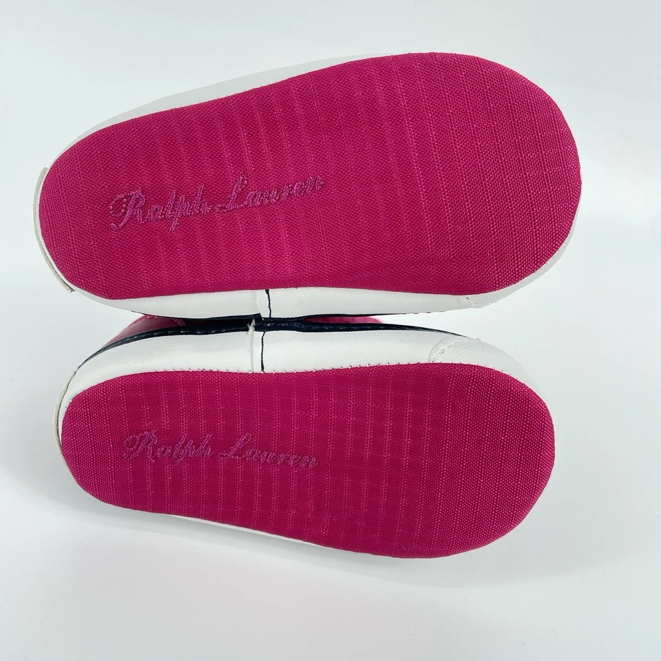 Polo Ralph Lauren Baby Booties Size 3 Pink Flesh Pony Infant Toddler Crib Shoes Foto 4 de 4