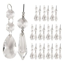 2X(24 Pcs Chandelier Crystal Prisms Pendants Set 38 mm Clear Teardrop2208