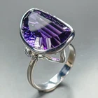 Fine Art 23 ct Natural Amethyst Ring 925 Sterling Silver Size 8.5 /R467921