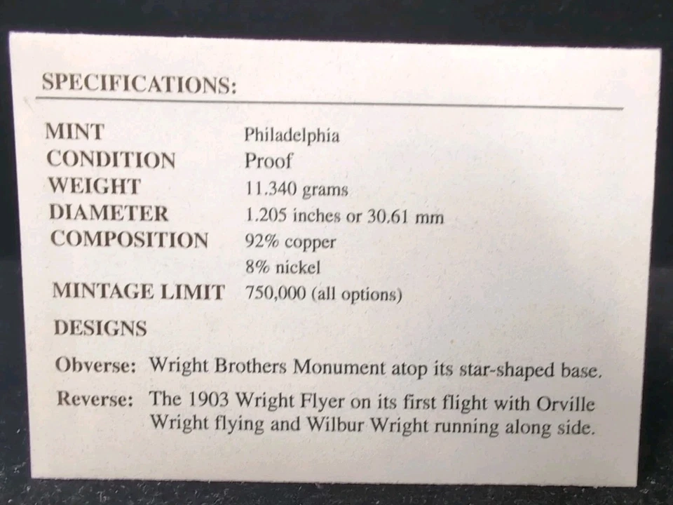 2003 P First Flight Centennial Proof Comm. Clad Half Dollar OGP & COA 03a - Image 3 of 3