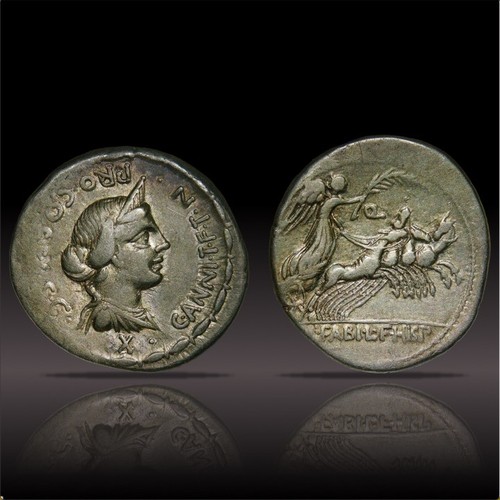 Roman Republic Denarius Annius Fabius 82BC Victory Quadriga Silver
