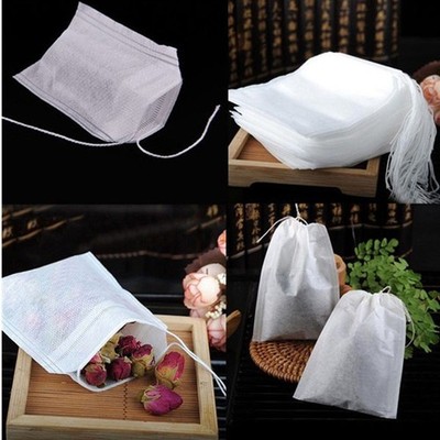 5,5*7cm Leere Teebeutel Baumwolle Kordelzug Mehrweg Verpackung Seife Kräuter 100 Stück