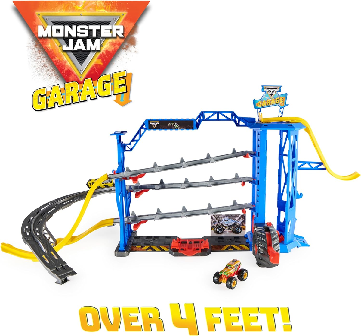 Garage Playset and Storage with Exclusive Digger Monster Truck