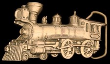 LF28157 NOS GREAT 1983  1800s LOCOMOTIVE  RAILROAD TRAIN SOLID BRASS BUCKLE