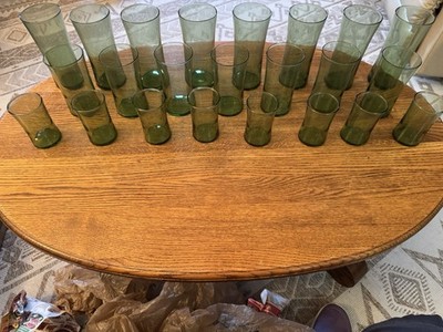 Set Of 23 Libby Belaire Glasses Lime Green  1970 s  Tumbler, Water, Juice