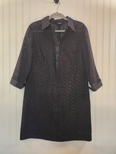 Talbots Women's Black Eyelet Dress Beach Cover Up Size 12P No Lining Beachy Boho