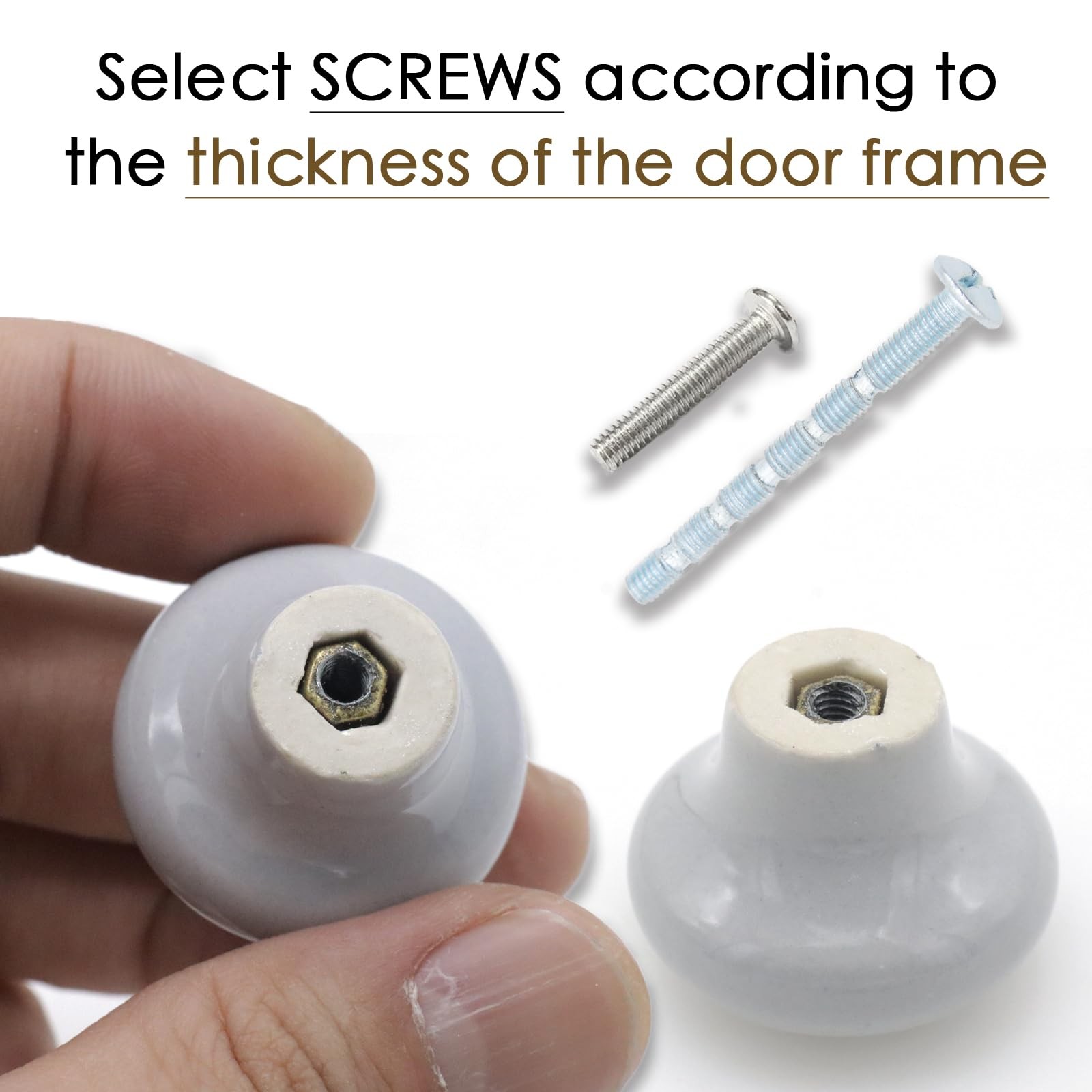 Joyangy 10Pack Ceramic Cabinet Knobs, 1.26Inch/32mm Grey Round Drawer Dresser...