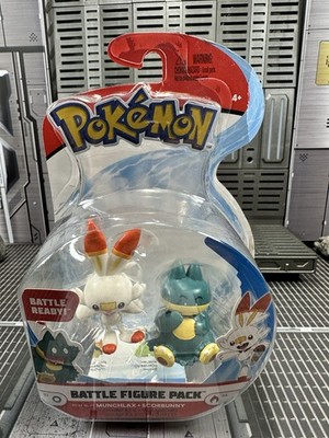 JAZWARES Pokémon Munchlax + Scorbunny Battle Figure Box Damage Read Description