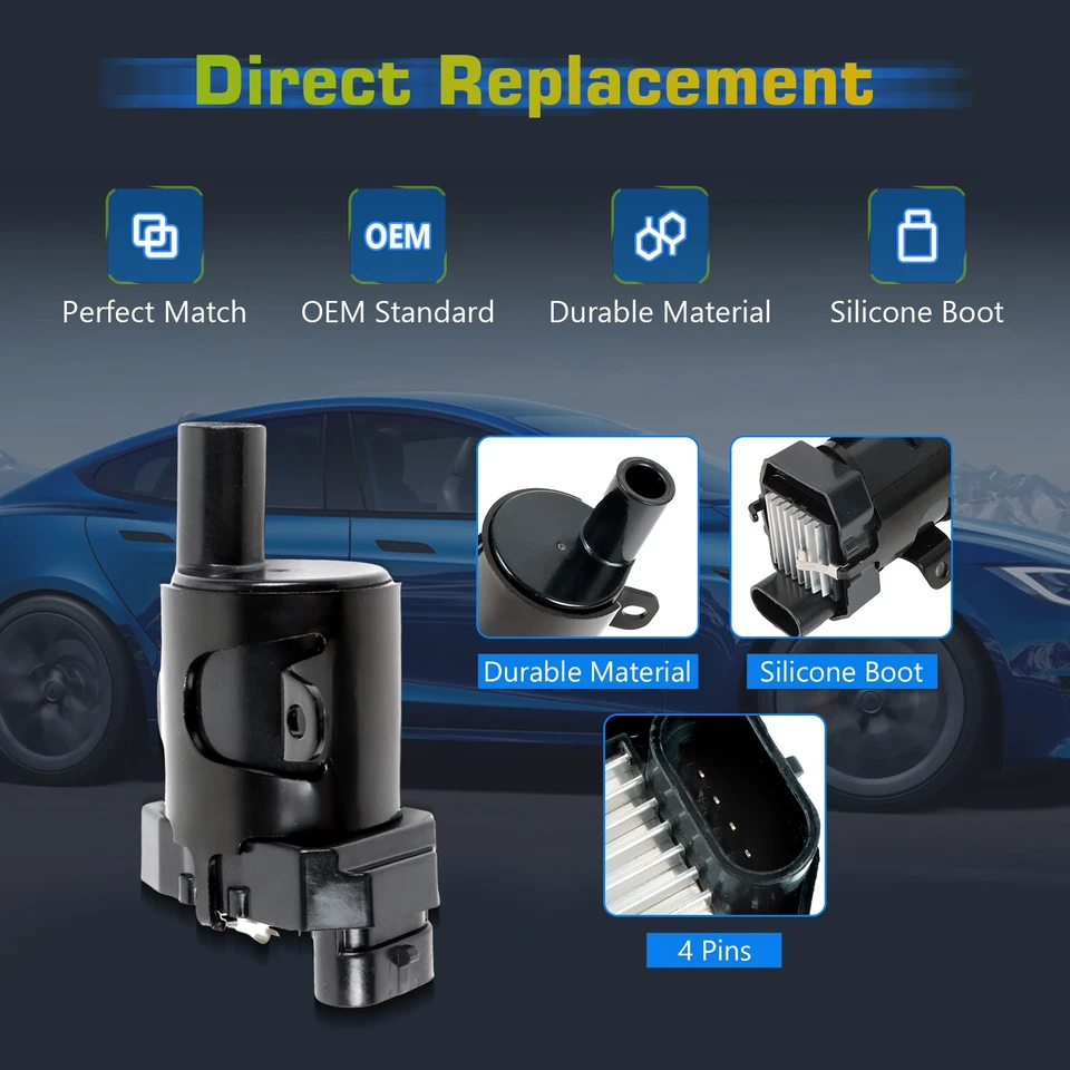 Juego de 8 bobinas de encendido redondas UF262 con bujía y cables para Chevy GMC Foto 3 de 4