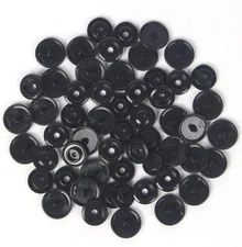 200 Sets T5 Resin Plastic Snaps Size 20 Glossy Black Round Buttons DIY