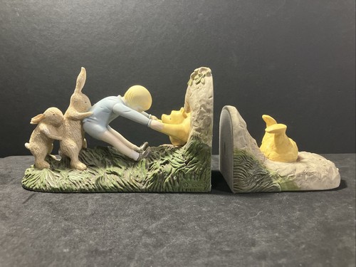 Vintage Disney Winnie the Pooh Bookends Michel Charpente~Wedged In Rabbit Hole