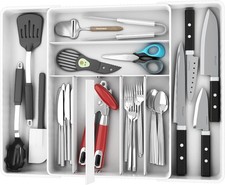 Large Expandable Cutlery Drawer Organiser, Adjustable Divider Flatware and Utens